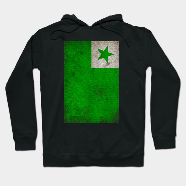 Distressed Esperanto Flag Hoodie by Dracos Graphics